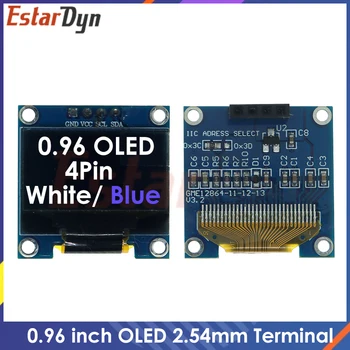 0,96-инчов OLED Модул RoHS 2.54 мм Съединителните клеми IIC I2C Осигуряват връзка на Бяло/ синьо 128X64 0,96 