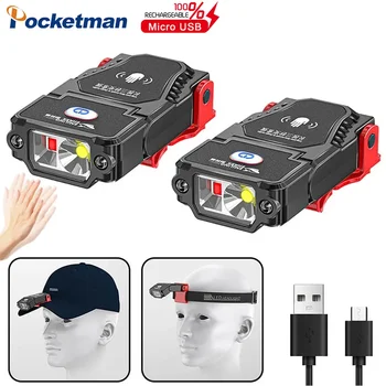 1 ~ 5 опаковки led сензорни налобных фенери с клипс за шапки, риболовни на фаровете, USB акумулаторна налобных фенери с регулируем ъгъл на наклона, налобных лампи за къмпинг