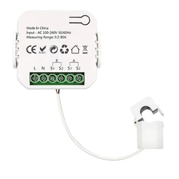 1 Комплект Пластмасови Гишетата на Енергия Sasha Smart Wifi Канал 1 С Датчик на Ток App Monitor Внос И Износ на Мощност 80A AC110V/240V