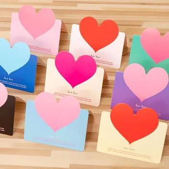 10 бр/пакет за Боядисана поздравителна картичка във формата на сърце С любов, нова година подаръци за Свети Валентин, Сватбени покани, Романтична благодарствени картички