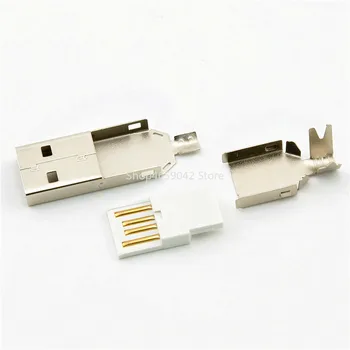 10 комплекта USB 2.0 тип A, штепсельная вилица заваръчен тип, Никелированные конектори, Usb конектор-A, адаптер, 3 в 1, направи си сам, направи си сам
