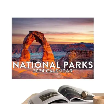 12-месечен Календар природа 2024, Стенен календар, национални паркове, Подаръци, Месечен стенен календар с красиви панорамни снимки Америка