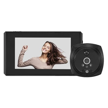 160 ° Смарт Камера-Шпионка 4,3-Инчов LCD Екран за 1080P Smart Night Vision Камера-Шпионка на Крилото Разговор С Паметта