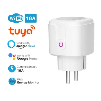 16A EU Smart Wifi Plug С Монитор Хранене Безжична Изход Wifi Работи С приложение на Алекса Google Home Sasha Smart Life