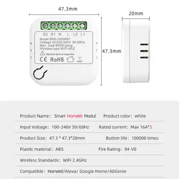 16A Homekit WIFI Smart Switch Мини-модул двухпозиционного ключа Cozylife Smart Breaker Подкрепа Алекса Home Siri