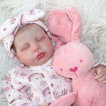 19-инчов Кукла Reborn Baby Doll Меко тяло на Новородено Бебе Loulou 3D Кожа с Видими Венами Боядисана Коса са подбрани Художествена Кукла