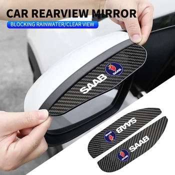 2 елемента Автомобилно Огледало за Обратно виждане Дъжд от Веждите От Въглеродни Влакна Козирка Сянка на Кутията За Saab 93 95 Saab 9-3 9-5 900 9000 Емблема Аксесоари
