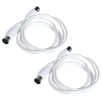 2 от 5-пинов кабел-удължител MIDI DIN мъж към мъж /9,8 фута бял цвят