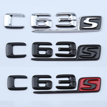 2015 3d Лъскаво Черно Лого C63S Букви Икона на Багажника на Колата За Mercedes Benz C63S AMG W205 Coupe C63S Емблемата на Стикер Аксесоари