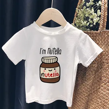 2020 Детски дрехи Унисекс, красиви върхове с принтом шоколадов сос Nutella за момичета, ежедневни тениска за момчета, модна тениска за момиченца