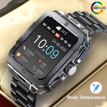 2023 Мъжки Стоманени Смарт часовници Bluetooth Покана В реално време на Монитора за Сърдечен Ритъм Термометър Спортни Фитнес-Мъжки Смарт Часовници За Android и ios