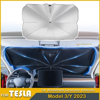 2023 Слънцезащитен Чадър На Предното Стъкло На Превозното Средство Tesla Model 3 Y С Защита От Uv Сенника На Предното Стъкло Козирка Автоаксесоари
