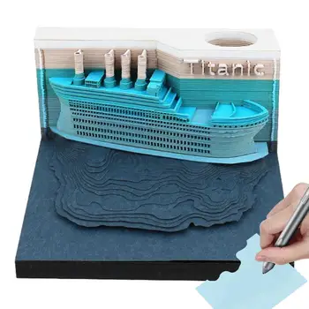 3D тетрадка за бележки във формата на кораб с led подсветка Празничен подарък Украса на масата на батерии за учебни стаи, общежития училища