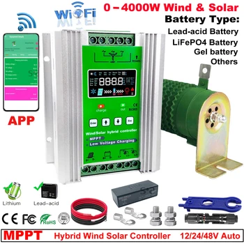 4000 W 2 3 кВт кВт MPPT Хибриден Контролер на Заряд на Вятъра Слънчева Енергия С Вграден WIFI, За Литиево-ГЕЛЕВОЙ Батерия 12V 24V 48V Lifepo4