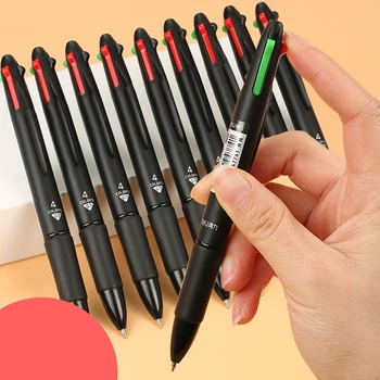 4шт Многоцветен химикалка писалка 4 в 1, многоцветни прибиращи химикалки, Многофункционална дръжка за писане с маркер, канцеларски материали
