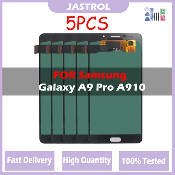 5 Бр./лот AMOLED LCD дисплей За Samsung Galaxy A9 Pro 2016 A910 A9100 A910F SM-A910F LCD Сензорен дисплей, Дигитайзер, Пълна събрание