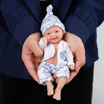 7-инчов миниатюрни кукли Baby Reborn за момчета, ръчно изработени, реалистични новородени мини-кукли, напълно силикон за облекчаване на стреса от тялото за възрастни