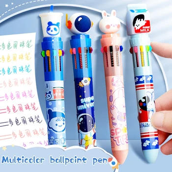 8/10 цветове, Cartoony заек-астронавт, ръчна химикалка химикалка, Разноцветни химикалки, цветни пълнеж, сладки, за да проверите за писане в училище офиса.