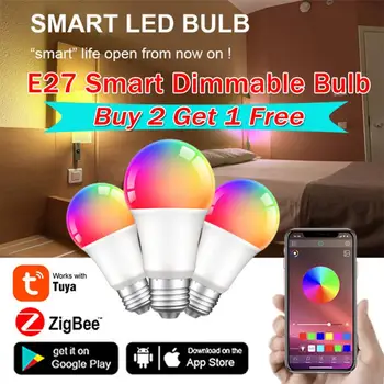 9/12/15/18 W Sasha Zigbee3.0 Led Лампа Smart Life APP Контрол С Регулируема Яркост E27 220V 110V RGBCW Лампа За промяна на цвета, която е Съвместима с IOS/Android