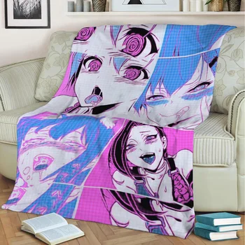 Ahegao Pop Art 3D Faces Печат Плюшевое Одеяло На дивана Начало Декор Меко Топло Моющееся Одеяло с дрямка Директен Доставка