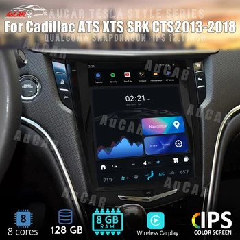 AuCar 12,1-инчов автомобилното радио в стил Tesla Android 11 GPS Навигационен главното устройство за Cadillac ATS XTS SRX CTS 2013-2018