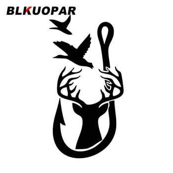 BLKUOPAR стикер за автомобил с лов на елен и патица, водоустойчив винил стикер с драскотини, при прикусе, вырезанная на предното стъкло, каска, багажник, автомобилен стайлинг