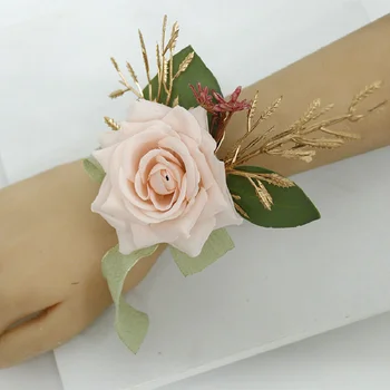 Boutonniere И Корсаж На Китката Сватбени Аксесоари Имитация На Сватбена Флора Изкуство За Откриване На Цветята Бизнес-Тържества Ръка Гост F430