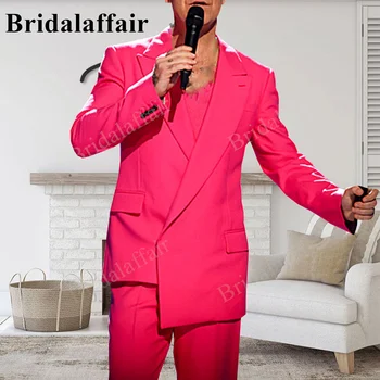 Bridalaffair Тъмно Розови Блейзери, Яке, Панталони, Комплект от две части, Нов Модерен Мъжки Ежедневни Бизнес Сватба Облекло За Младоженеца-всеки ден