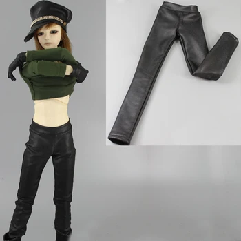 D04-B140 детска играчка ръчна изработка 1/6 1/4 1/3 Облекло за кукли big girl BJD, черни ластични панталони от изкуствена кожа, 1 бр.
