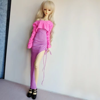 D05-P025 детска играчка ръчна изработка 1/3 60 см кукла BJD/SD стоп-моушън облекло в розово-лилава пола-1бр камизола