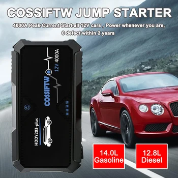 Jump Starter 4000A-Пуска всички автомобилни батерии 12 v за бързо зареждане на автомобила, аварийно осветление, авто усилвател, зарядно устройство, безплатна доставка