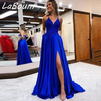 LaBoum, дамски елегантни рокли за абитуриентски бал с аппликацией, коктейл рокля трапецовидна форма с намаляване на спагети презрамки, официални рокли дантела