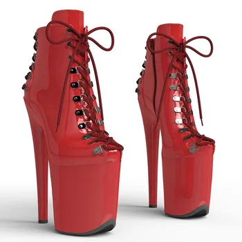LAIJIANJINXIA/ Нови Модни Дамски Модерни обувки с изкуствен покрив 20 см/8 инча За танци на един стълб На висок ток и платформа 780