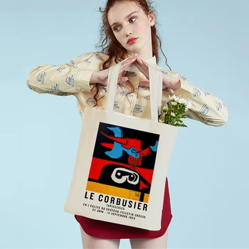 Le Corbusier Line Woman Гол Color Block Женствена Чанта За Пазаруване В Супермаркета Пътна Чанта-Тоут Ежедневни Холщовая Дамска Чанта-Купувач