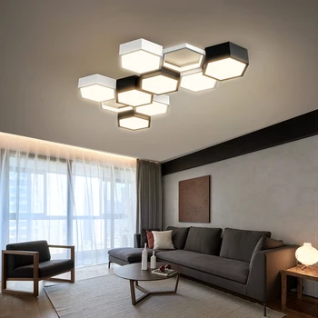 Led тавана лампа с Модерен търговски център е Лесна атмосфера хола Офис Скандинавски модел Спалня Шестиугольные Творчески лампа 