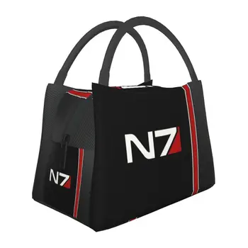 N7 Емблемата на Mass Effect Изолирано чанта за обяд за училище, офис военна видео игра Alliance водоустойчив термоохладитель Bento Box