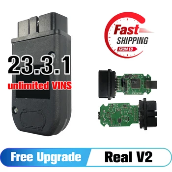 Real V2 VAG Диагностична актуализация без ограничение 1996-2023 С хардуера с логото, шестигранным USB интерфейс За кодиране функция 22.3.1
