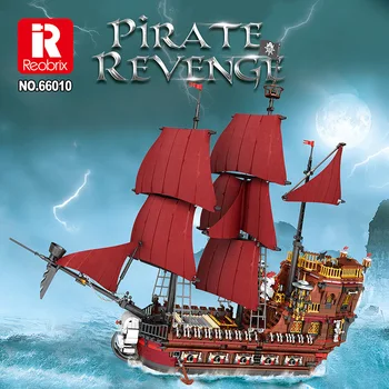 Reobrix 66010 Pirate Revenge-модел на кораба, Творчески пъзел MOC Brick, Играчки за изграждане на малки частици, Строителни блокове, подарък за момчета