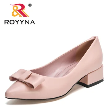 ROYYNA/ Новост 2023 г.; Дизайнерски Обувки на среден ток с Пеперуда и Възел; Дамски Модел офис обувки на дебелите обувки; Дамски Модни Обувки За почивка