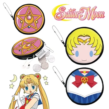Sailor Moon Усаги ПУ Кръг на Портфейла на Жените и Мъжете Кратък Портфейл с Цип С Шарени Аниме Сладко Голям Капацитет Карта Монета Слушалки, Чанта За Съхранение