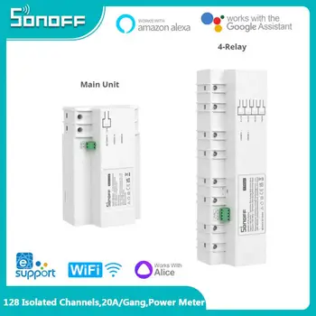 SONOFF SPM Stackable Smart Power Meter 20A / Gang Защита от претоварване, Мониторинг на потреблението на енергия, Поддръжка на съхранение на данни върху SD картата