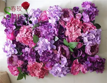 SPR лилаво стил, Безплатна доставка, 10 бр/лот, изкуствена роза, божур и цвете хортензия, сватбен фон, арка, тенис на цвете