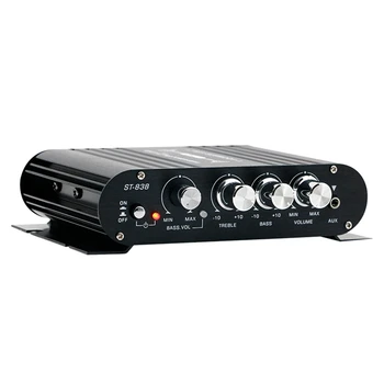 ST-838 Усилвател за HIFI 2.1-Канален Автомобилен MP3 Мини Усилвател AUX Вход, Регулиране на Високи И Ниски Бас Super Bass 20Wx2 + 40W Усилвател Здрав