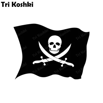Tri Koshki KT034 Череп Пиратски флаг Автомобили Стикер Винил Светоотражающая Стикер за Автомобил Колата Стикер на Стената Мотоциклет, Камион, Лодка