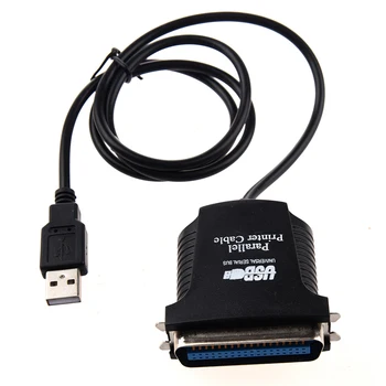 USB → паралелен порт на принтера 36pin штекерный кабел преобразуване Черен