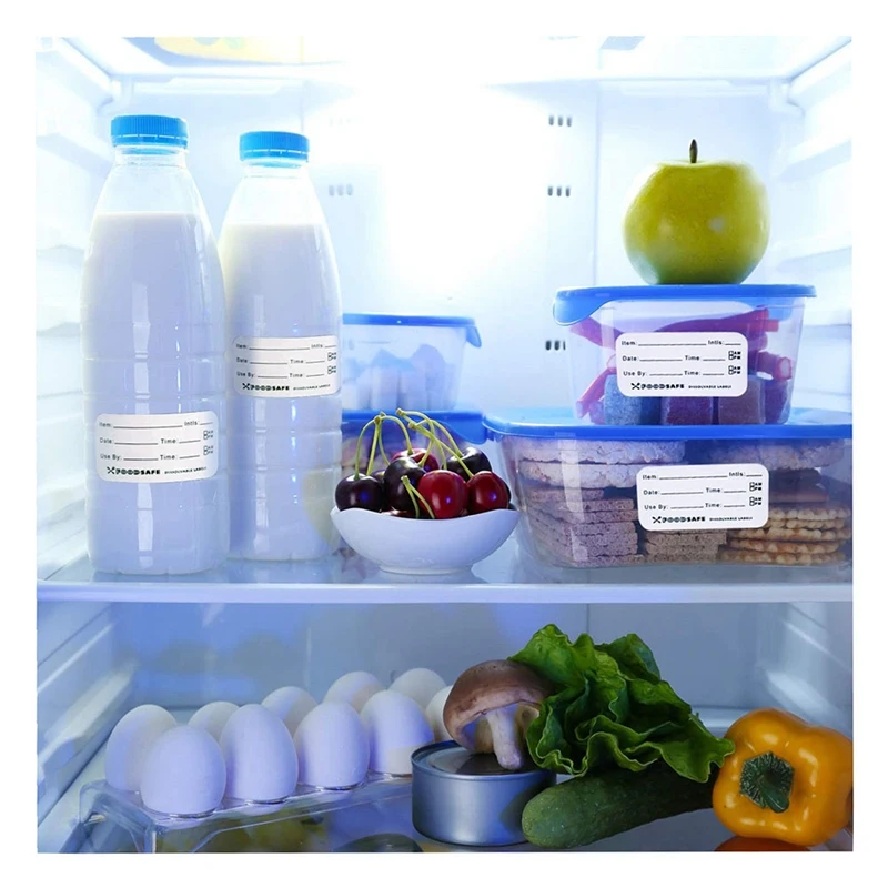10 преобръщане на етикети за продукти Стикери за хладилник за съхранение на храна във фризер 1 Х 2-инчов самозалепващи свалящ фризер за контейнери за многократно използване,