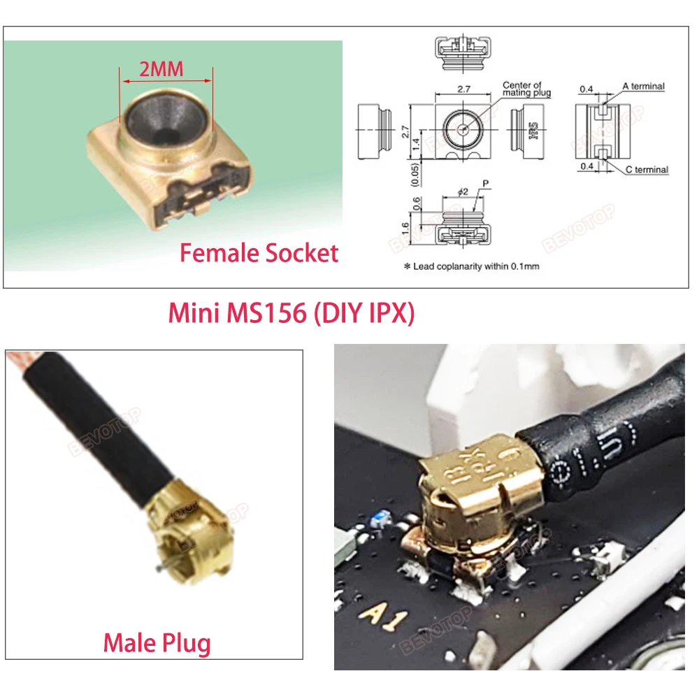 1бр BEVOTOP SMA към DIY IPX RG178 Кабел M16 SMA женски Преграда към Mini MS156 Мъжки САМ IPX RF Коаксиален кабел за Удължаване с Косичкой Скок
