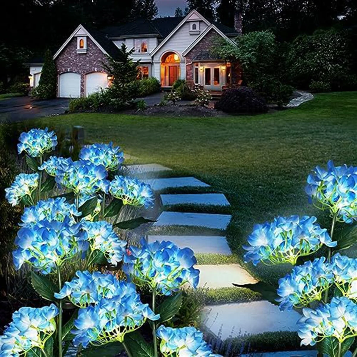 2 елемента Градински фенери Слънчев Градински уличен фенер LED Външно украса на двора с флорални мотиви на Вътрешна светлина (лилаво)