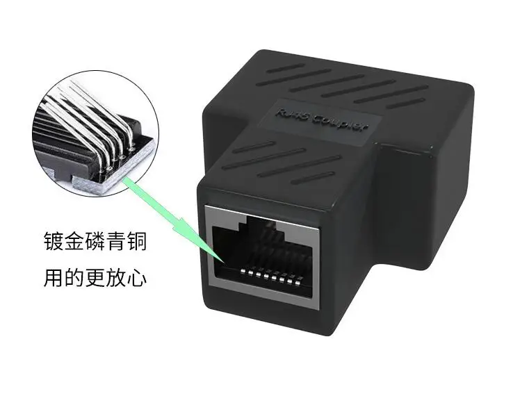 2 елемента Мрежов конектор от 1 до 2 начина Ethernet RJ-45 Женски кабелен сплитер Адаптер Опаковка Мрежова удължителен кабел Адаптер C за лаптоп