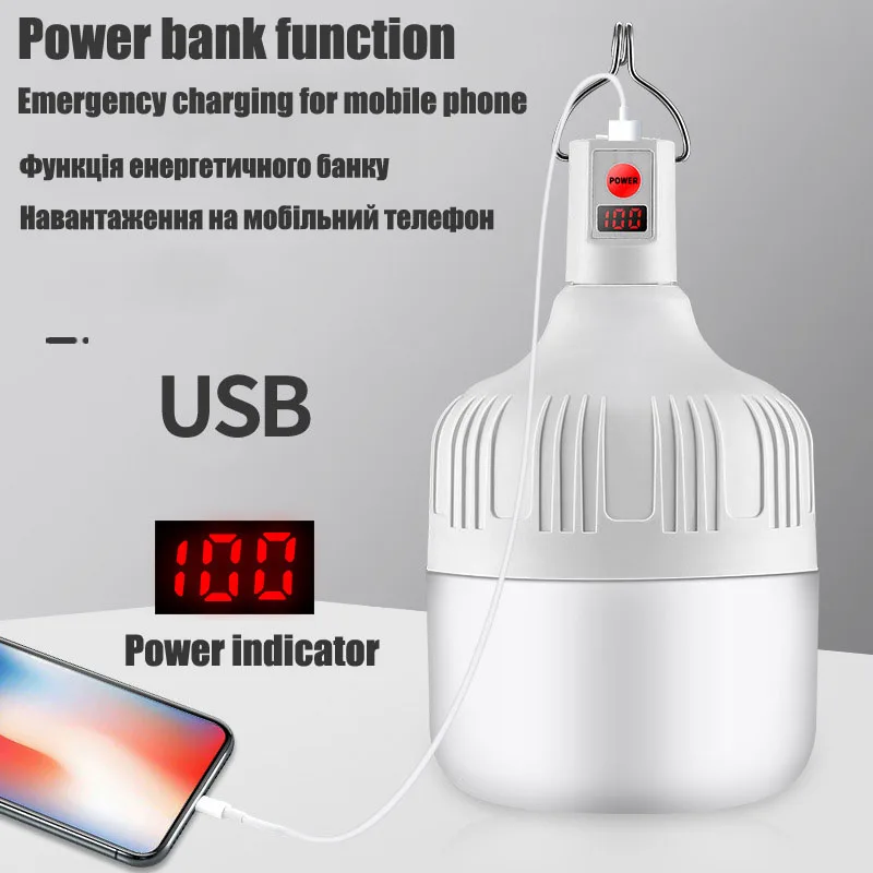 200 W USB Акумулаторна Лампа За Къмпинг С акумулаторна Батерия 18650 Фенер Led Сензор за Движение Преносима система за Спешни Лампа Мощен Фенер